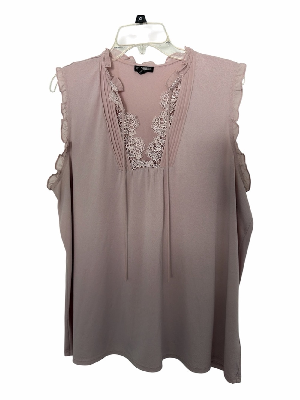 Express Sleeveless Lace-Trim Blouse - Dusty Rose